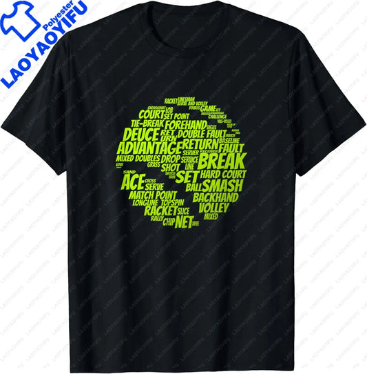 Tennis Terms Tennis Player Playing Tennis Ball T-Shirt Graphic T Shirts Men Clothing Tops Streetwear Camisetas