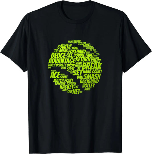 Tennis Terms Tennis Player Playing Tennis Ball T-Shirt  Graphic T Shirts  Men Clothing Tops Streetwear Camisetas