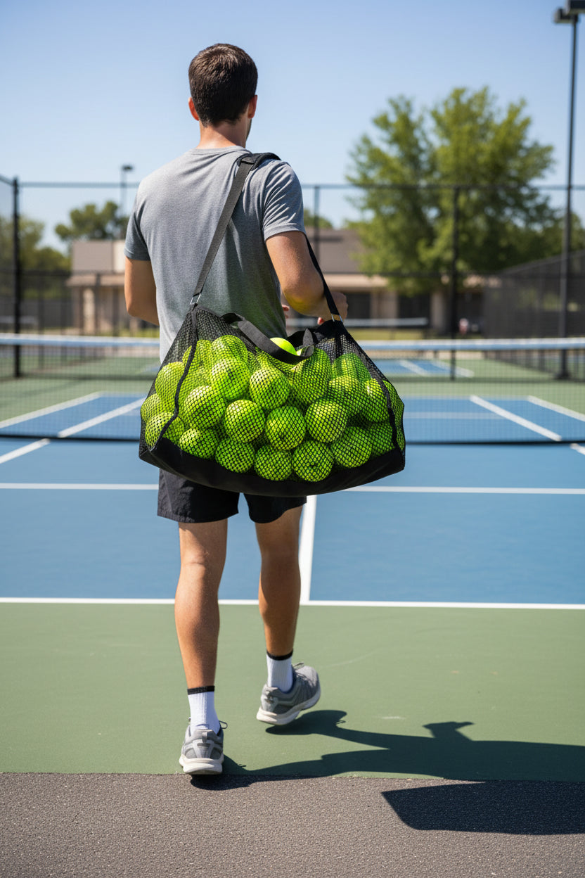 Multiple green pickleball balls with X-ace branding on a white background